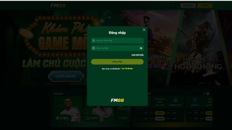 Thao tác đăng nhập FM88 chi tiết